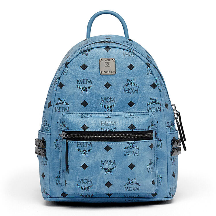 mcm 女士蓝色迷你侧铆钉简约双肩背包 mmk6sve41le001