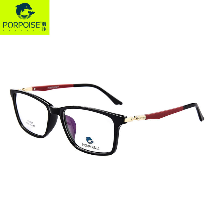海豚眼镜框新品时尚近视眼镜架复古文艺范眼睛框可配近视眼镜 黑框红