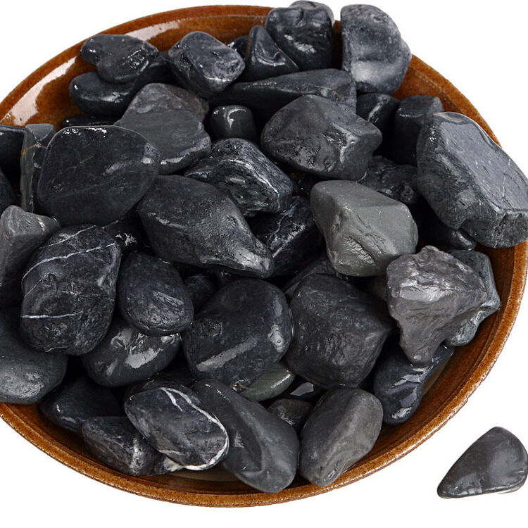 底砂装饰品造景石彩石装饰五彩河砂石子500g 黑色2号底砂