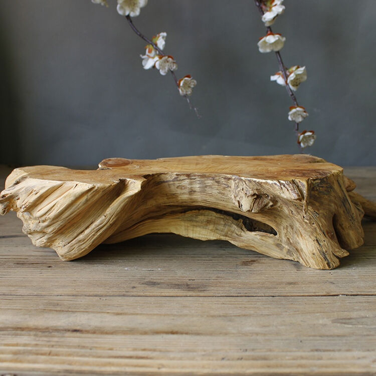 现代中式家居饰品电视柜玄关装饰品香柏木底座家具配饰样板房摆件 长