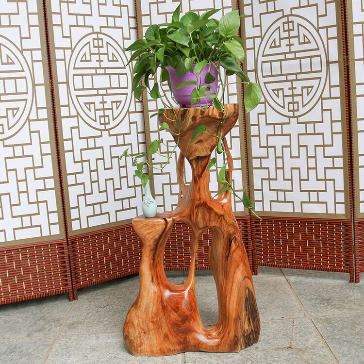 典艺阁 香樟木根雕花架实木树根落地花架盆景置物架 花盆架 s0610