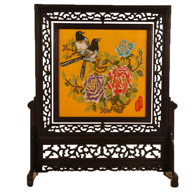 静阁轩 南京云锦屏风摆件刺绣中国风特色送老外商务年会礼品双面绣