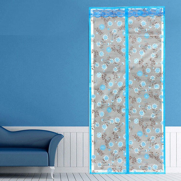 羽芯 冬夏塑料透明空调pvc保暖厨房防油烟隔断磁性防蚊门帘 印花天蓝