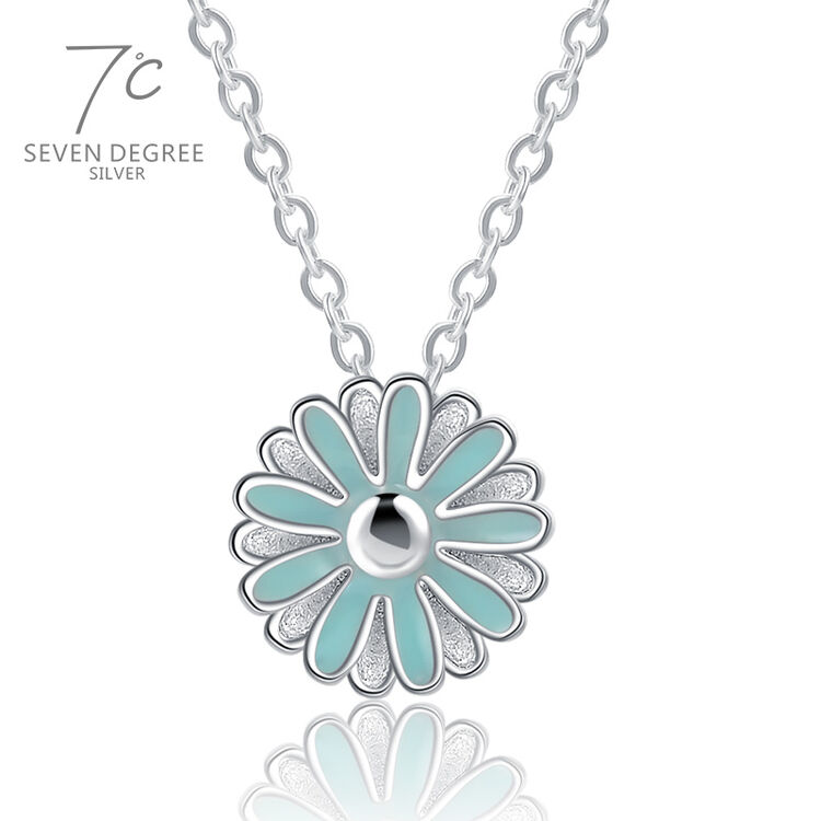七度(seven degree) 925银项链女士吊坠女款日韩版甜美清新小雏菊锁骨