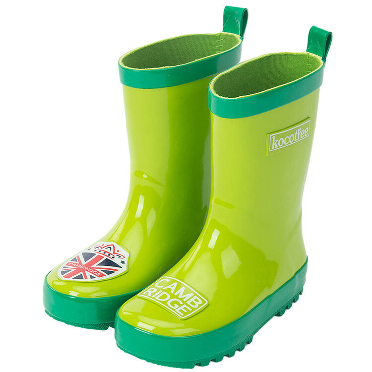 御目 儿童雨鞋 春夏男女童雨靴学生卡通防滑加厚底水鞋 绿色 26码/内