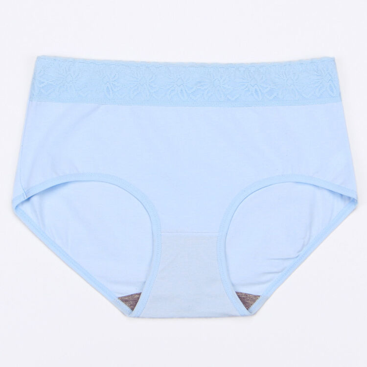 珠蒂曼 女士内裤中腰纯色棉质蕾丝内裤 女三角裤棉短裤 蓝色 xl