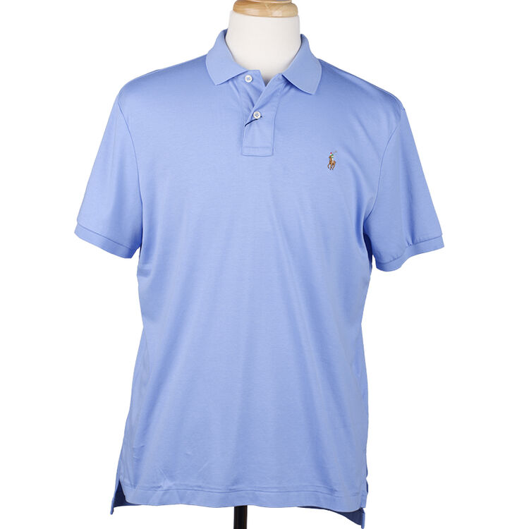 全球购 拉夫劳伦ralph lauren彩色小马标皮马棉超柔软男士polo衫 蓝色