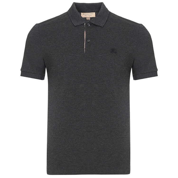 burberry 巴宝莉 男款深炭灰色麻灰色棉质短袖polo衫 39756901 xs码