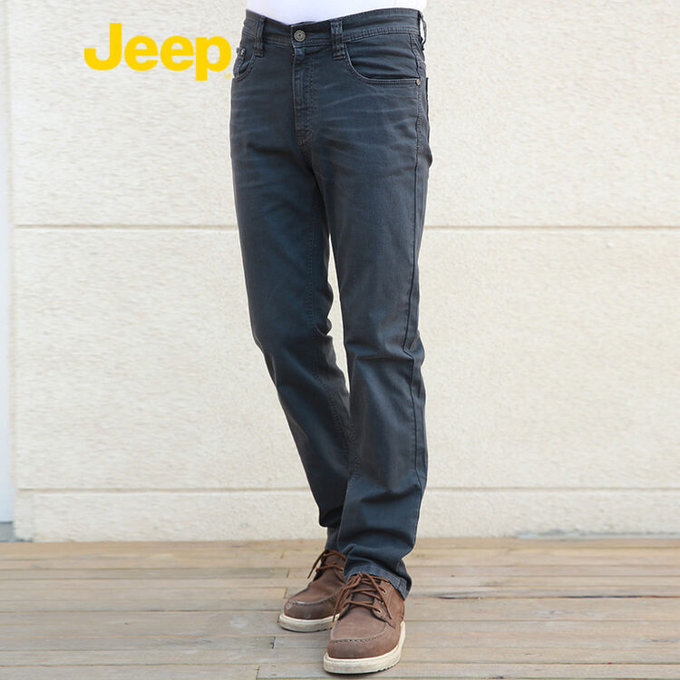 jeep/吉普专柜正品春季新款休闲薄款男裤微弹直筒牛仔裤js14wn115 深