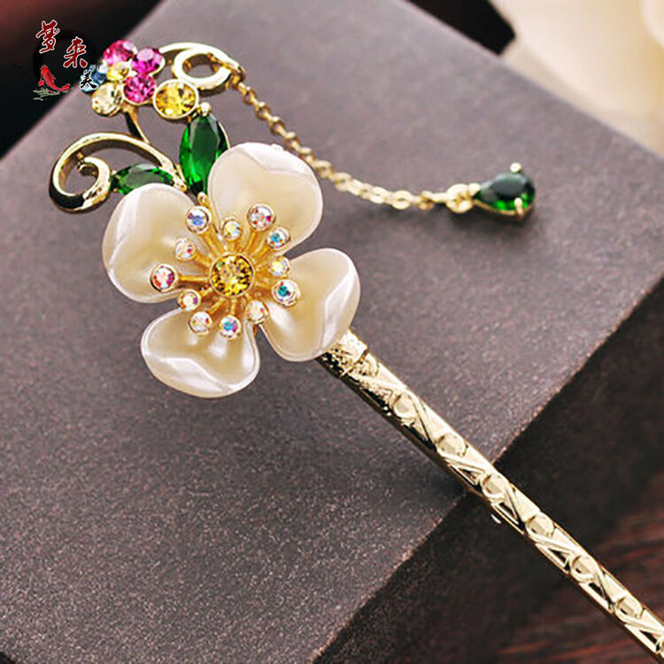 梦来美 花朵步摇头饰发饰发簪发钗簪子女款 金彩色