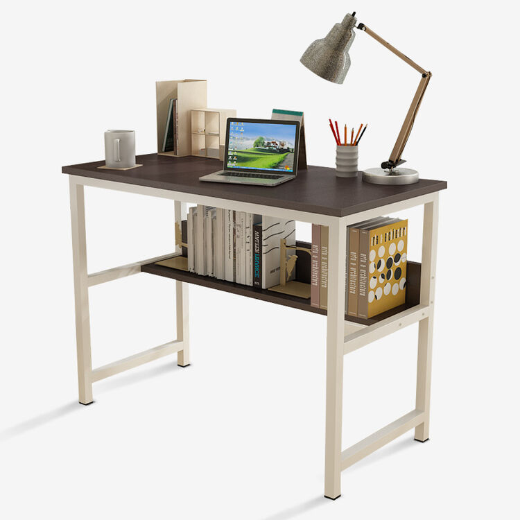 帅力 电脑桌 钢木带书架笔记本书桌简约台式学习办公桌子 黑胡桃色sl