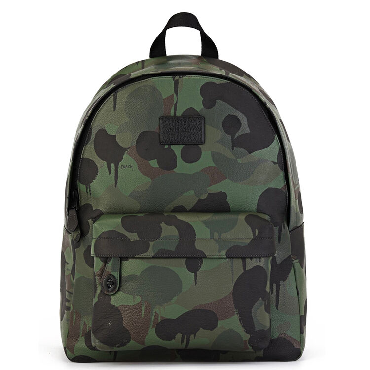 coach 蔻驰 男士迷彩色牛皮大号双肩包 72063 bkejm