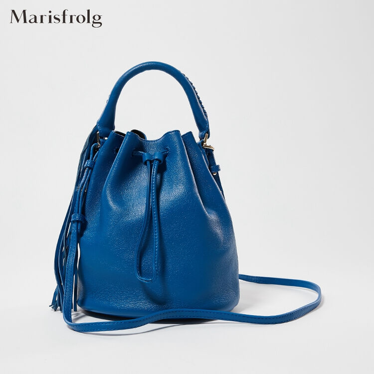 marisfrolg玛丝菲尔欧美时尚简约单肩手提斜挎流苏水桶包袋女新品