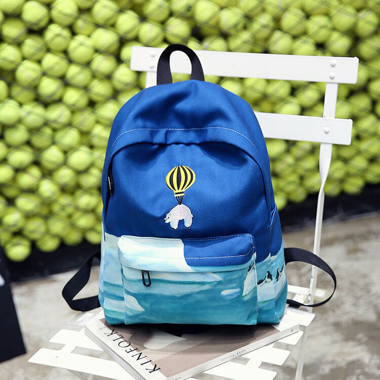 双肩包女 旅行运动双肩背包男女学生书包个性印花休闲包包 北极熊