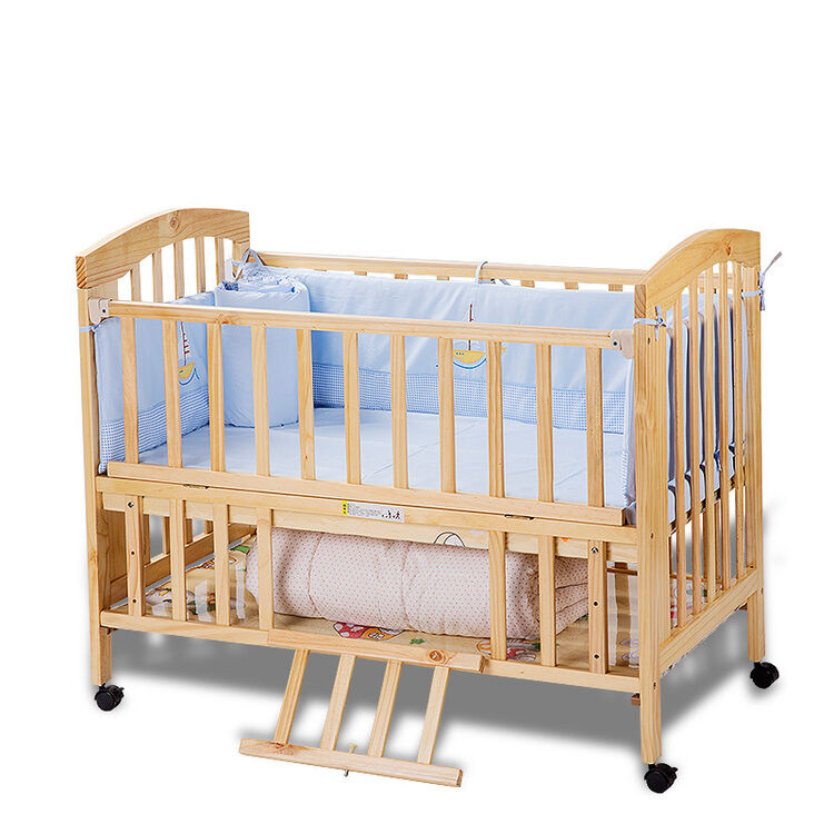 智扣(zhikou) 婴儿床实木双层多功能宝宝床 原木色