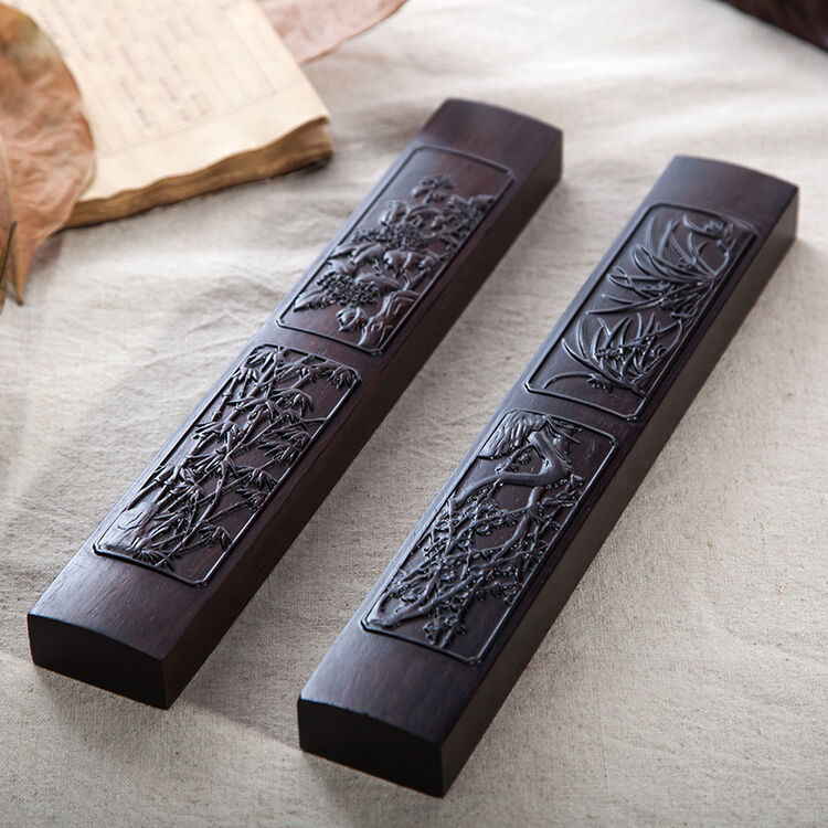 仟盛檀 30cm实木红木镇纸文房四宝镇尺黑梓木红檀书法压纸木质书镇