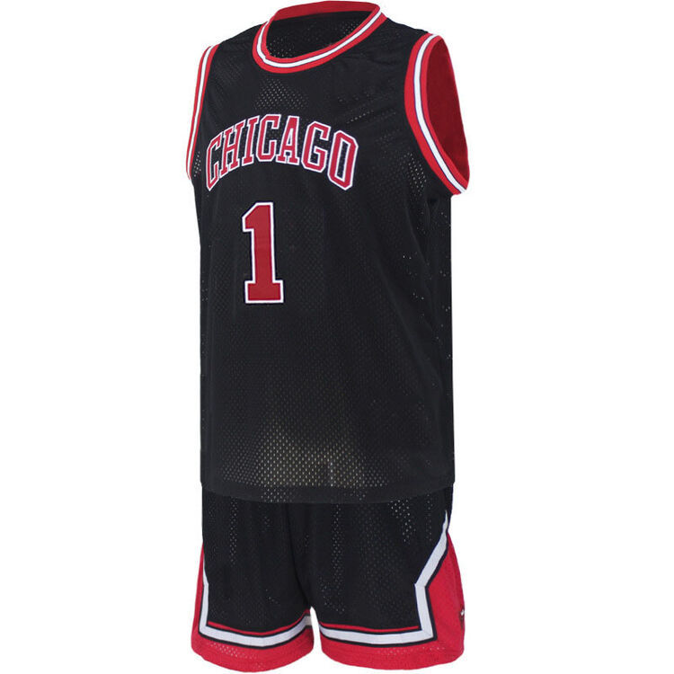 aotu 公牛队1号罗斯球衣 男士刺绣网眼透气篮球服 黑色 4xl