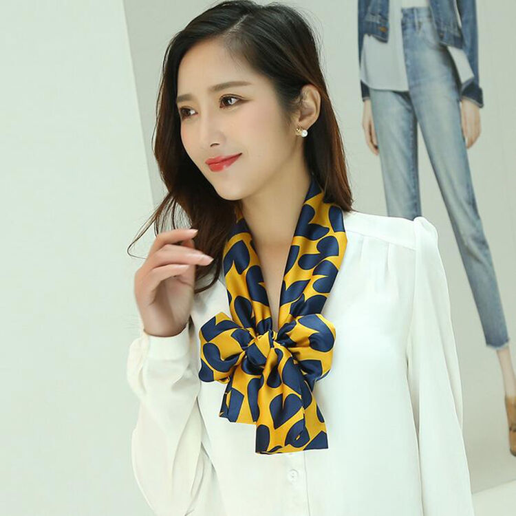 nppar女士领巾长条形围巾绸缎小碎花丝巾潮流四季常用 #03