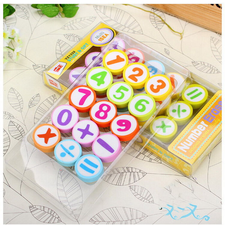 数字系列橡皮擦 橡皮 小学生奖励文具 15粒橡皮一盒