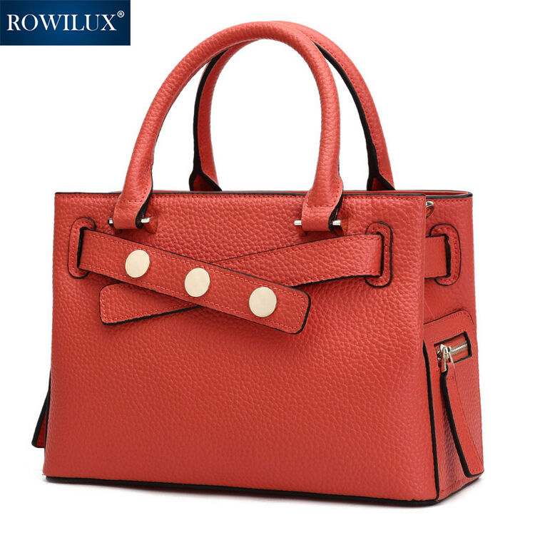 rowilux罗威奢品手提包女 春夏新款牛皮欧美荔枝纹亮片装饰单肩包斜