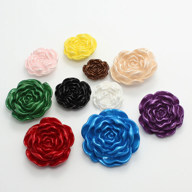 纽扣立体玫瑰花朵女装风衣外套鞋帽装饰diy 钮扣 米色 25mm