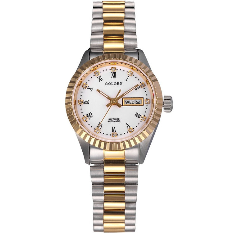 古尊(golgen)手表 商务系列机械女表钢带女士手表 间金色gn.6077l.vgs