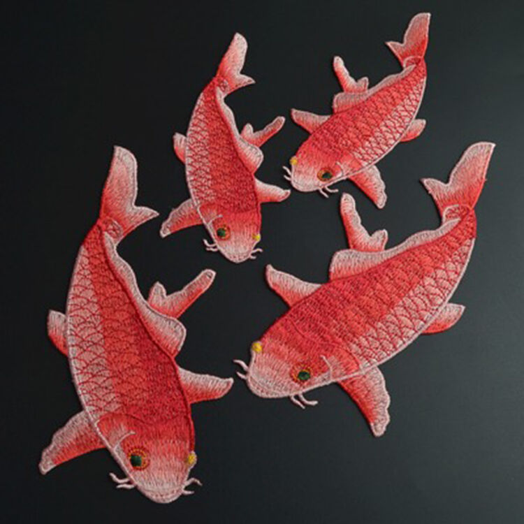 个性衣服补丁贴鲤鱼刺绣布贴婚纱旗袍diy装饰贴花姓名贴花衣服破了贴