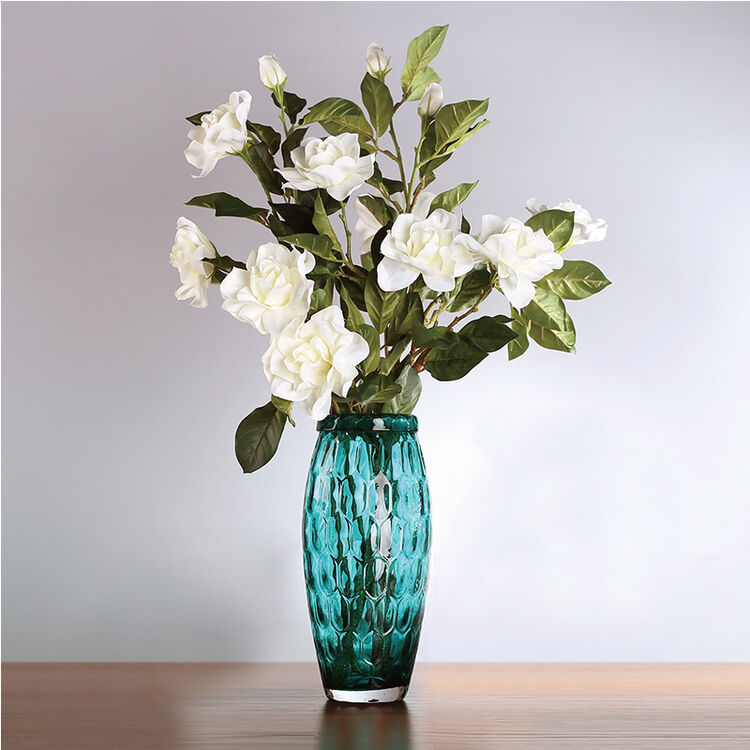 创意家居插花美式客厅餐桌摆件 高款花器 3枝栀子花