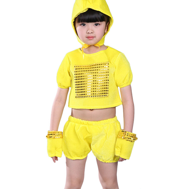 zexin 六一儿童演出服小鸡也疯狂时尚亮片套装 幼儿男童女童动物舞蹈