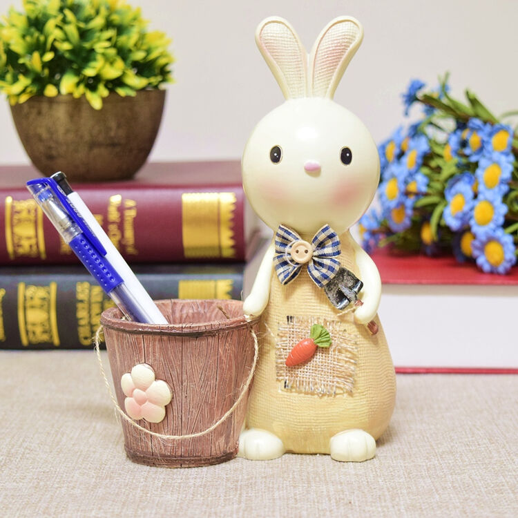 蔓森鑫 创意时尚可爱小清新卡通兔子多功能笔筒存钱罐办公室桌面摆件