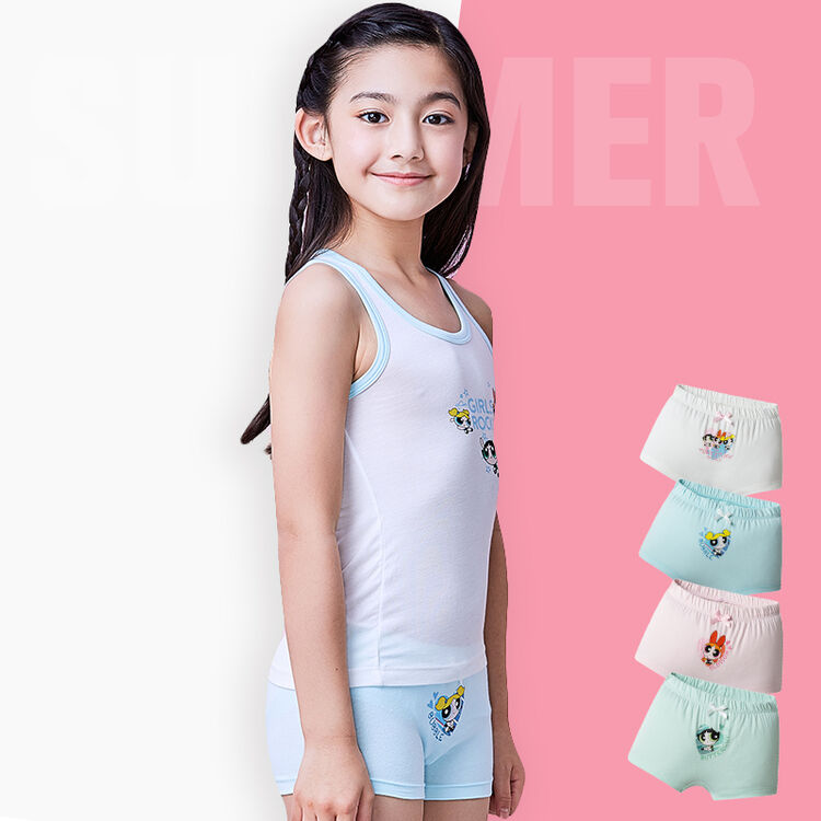 迪茨(dici) 4枚装儿童棉内裤女童女孩青少年三角四角平角短裤 5c008b0