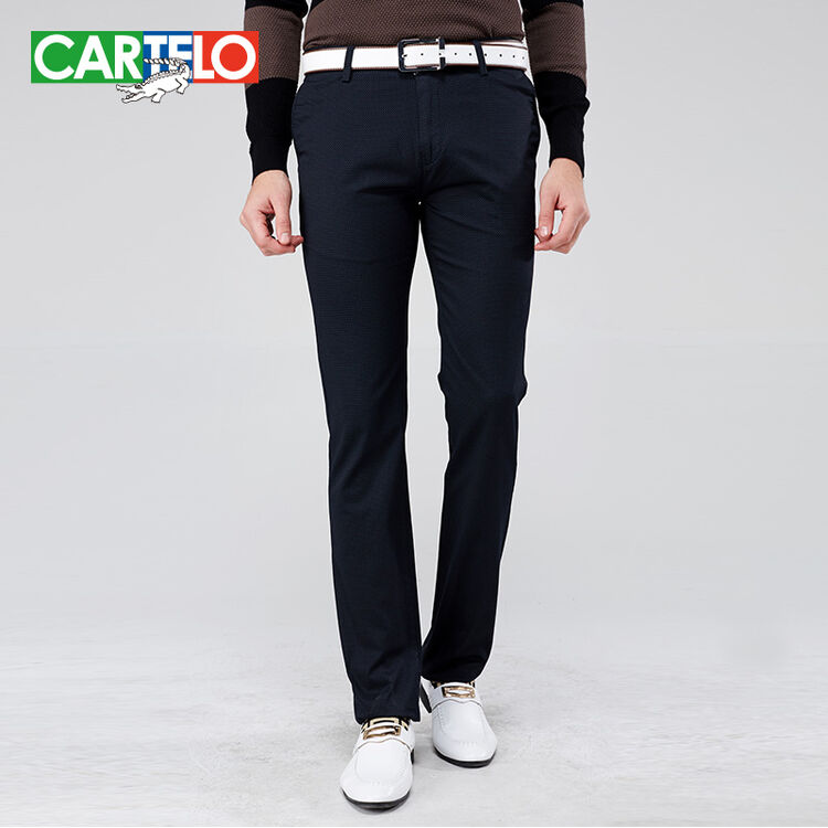 卡帝乐鳄鱼(cartelo)休闲裤男士商务直筒舒适长裤子男装 黑色 34