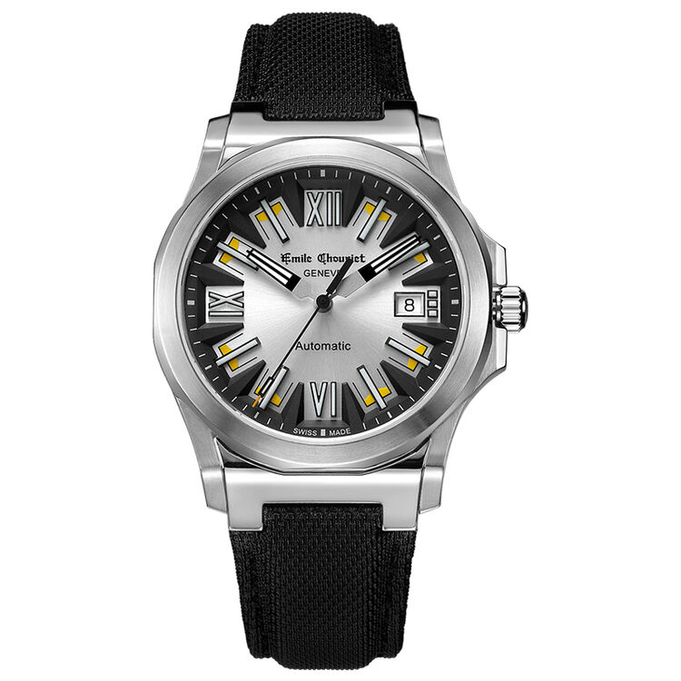 艾米龙(emile chouriet)手表挑战者系列冰峰黑色pu带机械男表08.1170.