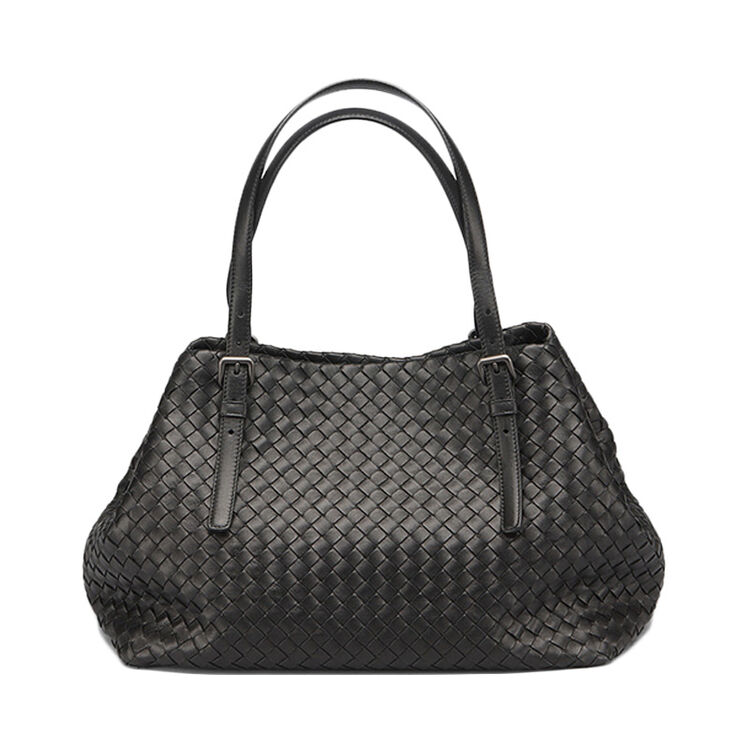 bottegaveneta葆蝶家女包编织小羊皮两用手提包 黑色