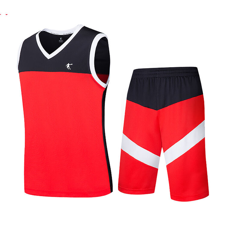 乔丹篮球服套装男2018透气篮球队服训练服 乔丹红/黑色 4xl