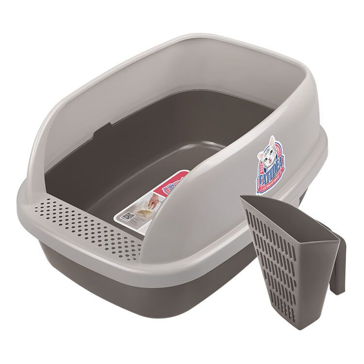 猫乐适猫砂盆大号面包防溅猫砂盆猫厕所 cl212岩灰色