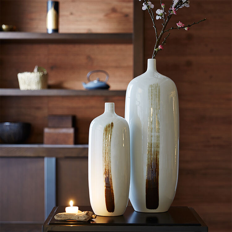 tao tao源于美国 景德镇手工制水墨书法美人肩花瓶 家居装饰插花花器