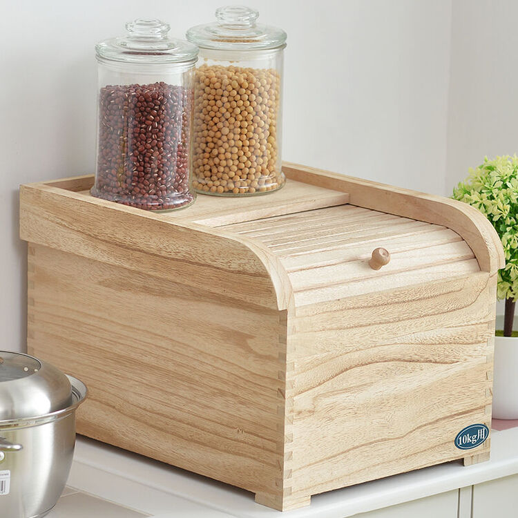 赏心悦目实木米箱米桶储米箱防虫面桶米箱10kg储物罐 轻烤色