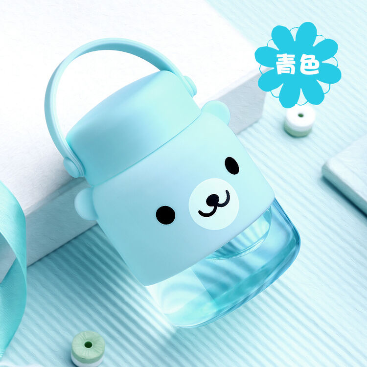 玻璃杯水杯女士泡茶杯子卡通牛奶杯 青色