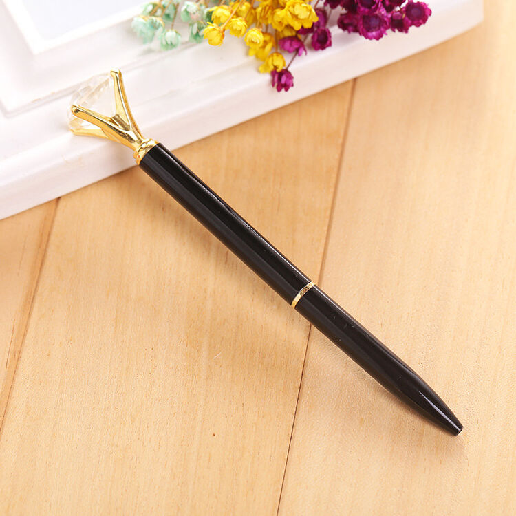 钻石笔广告笔中性笔权杖签名笔宝石笔圆珠笔水晶笔 黑芯 黑色外壳