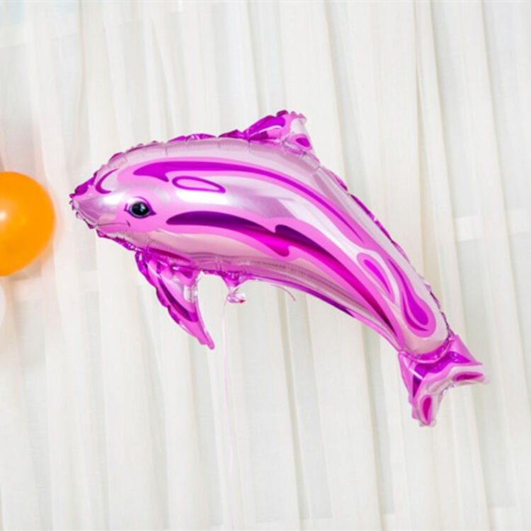 婚庆场地装扮布置生日节日派对用品卡通海豚铝膜箔氦气球氢气球 粉红