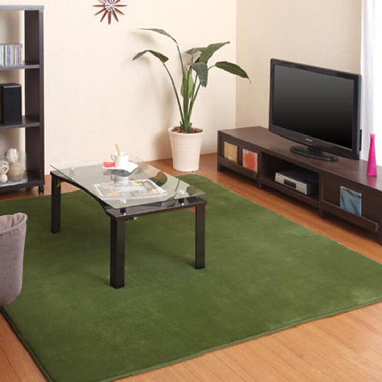 法莱绒地毯客厅卧室防滑厨房机洗家用茶几地毯床边毯满铺垫 深绿色 80