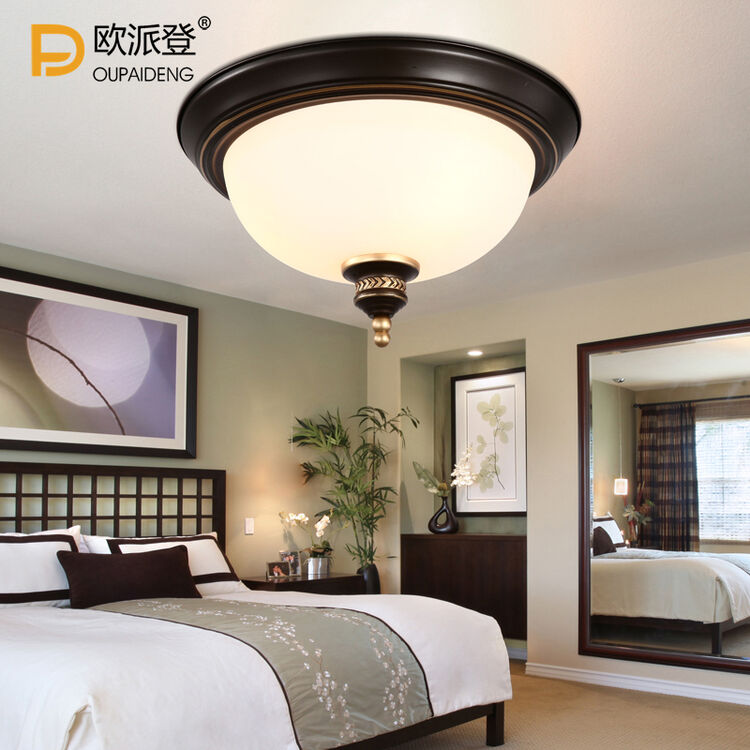 欧派登 欧式复古厨房卧室书房玄关过道阳台铁艺灯led 美式吸顶灯 大号