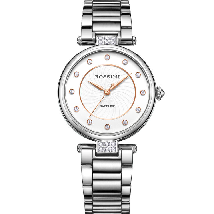 罗西尼(rossini)手表钟表典美时尚系列时尚镶钻钢带石英女表616764w