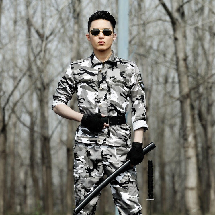 盾郎迷彩服套装男 军品雪地军装 军训服套装男女 雪地迷彩 160