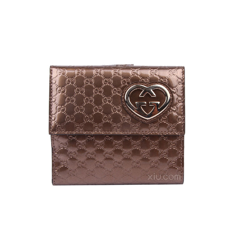 gucci 古驰 女士logo牛皮短款钱包 金色 f