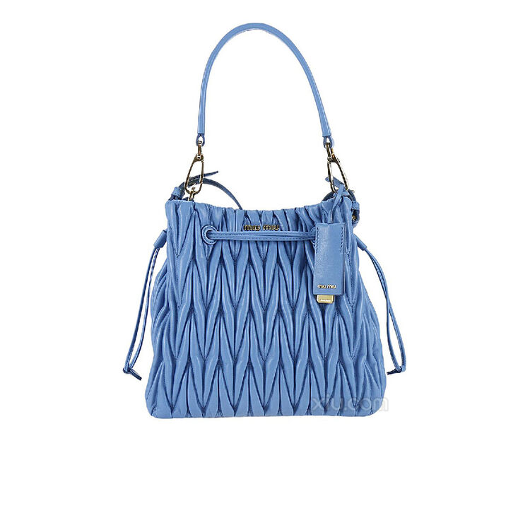 miu miu 缪缪 女士褶皱水桶包 蓝色 f