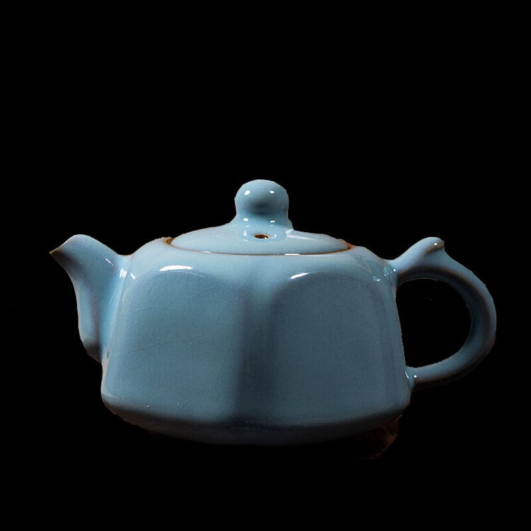 【简匠】汝州原矿汝瓷大师手工汝窑 郭留江 六方壶