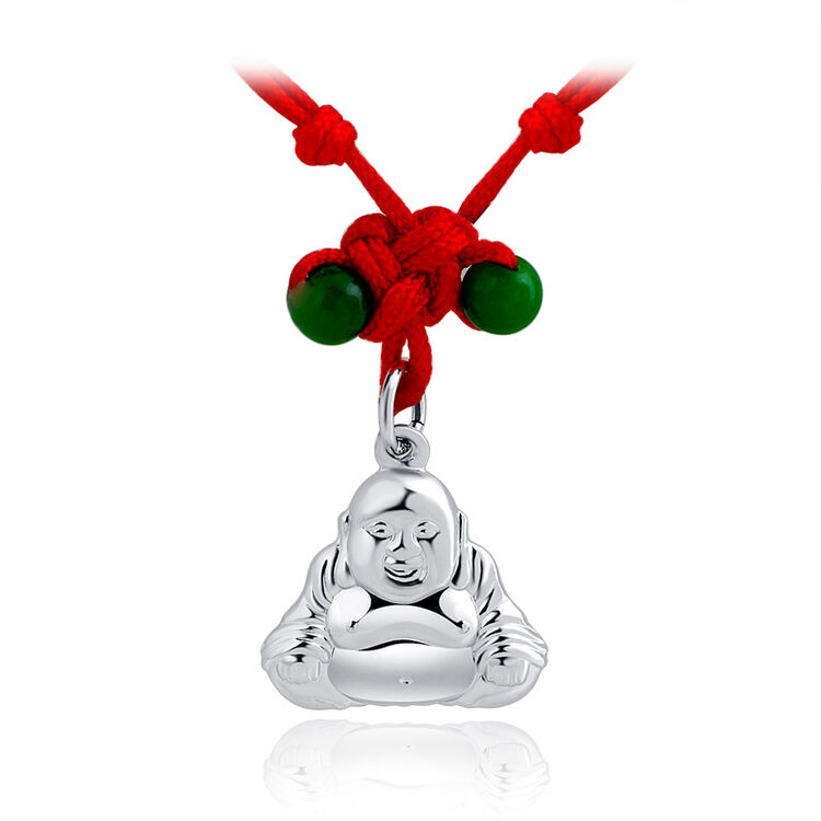 禄童s925纯银饰品儿童宝宝笑口常开弥勒佛佛像项链吊坠挂件长命锁