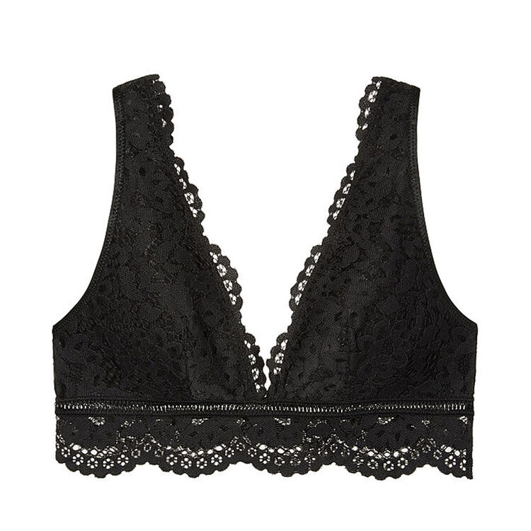 维多利亚的秘密victoriassecret印花布蕾丝内衣文胸 黑色 11094971